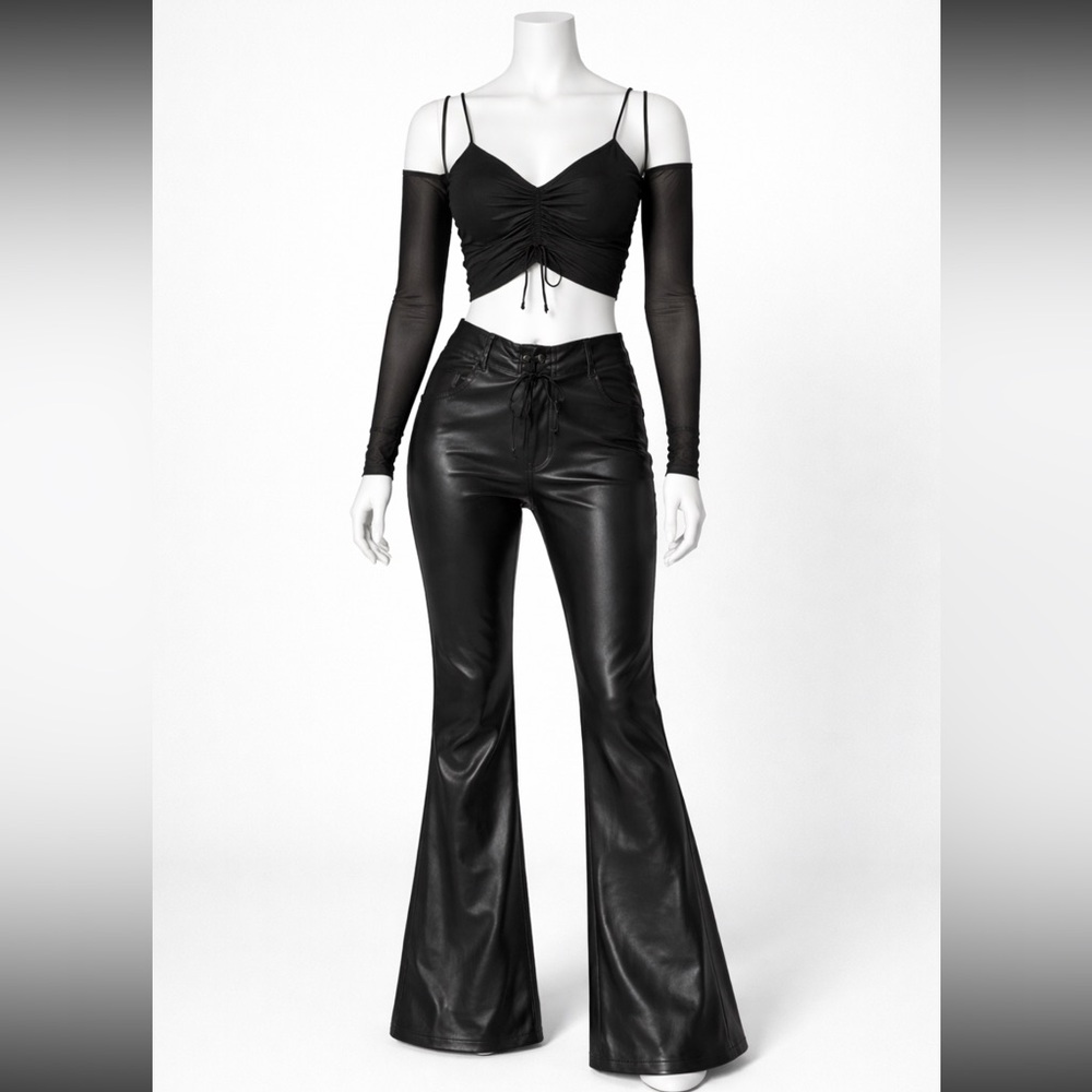 Black like  Leather Flare Pants